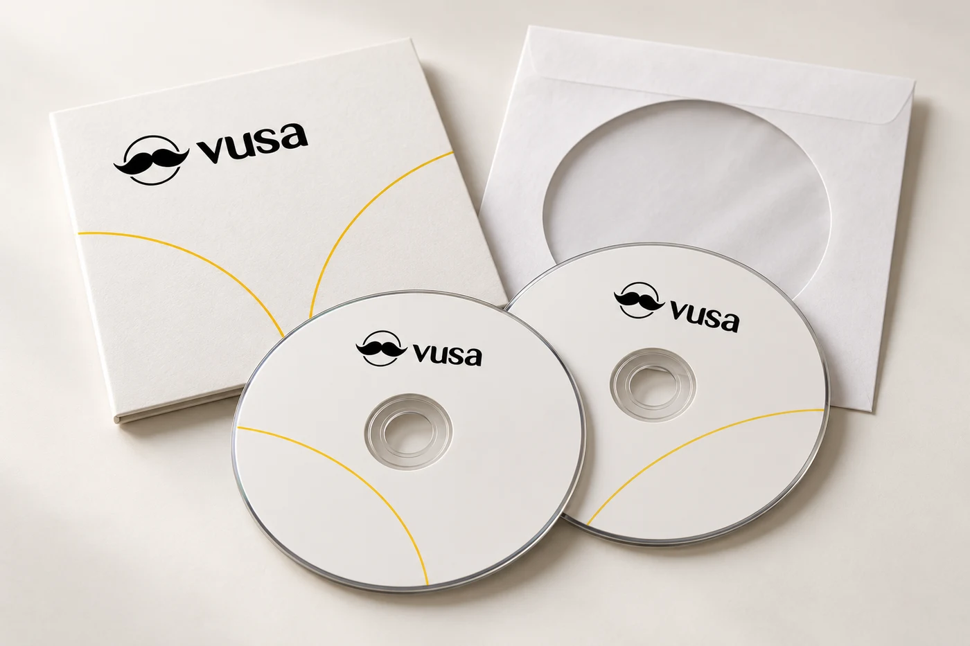 Płyty CD/DVD z nadrukiem i opakowania — makieta VUSA